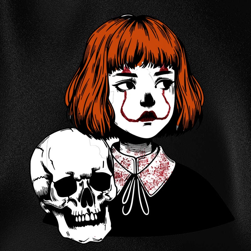 skull and girl realistic skull