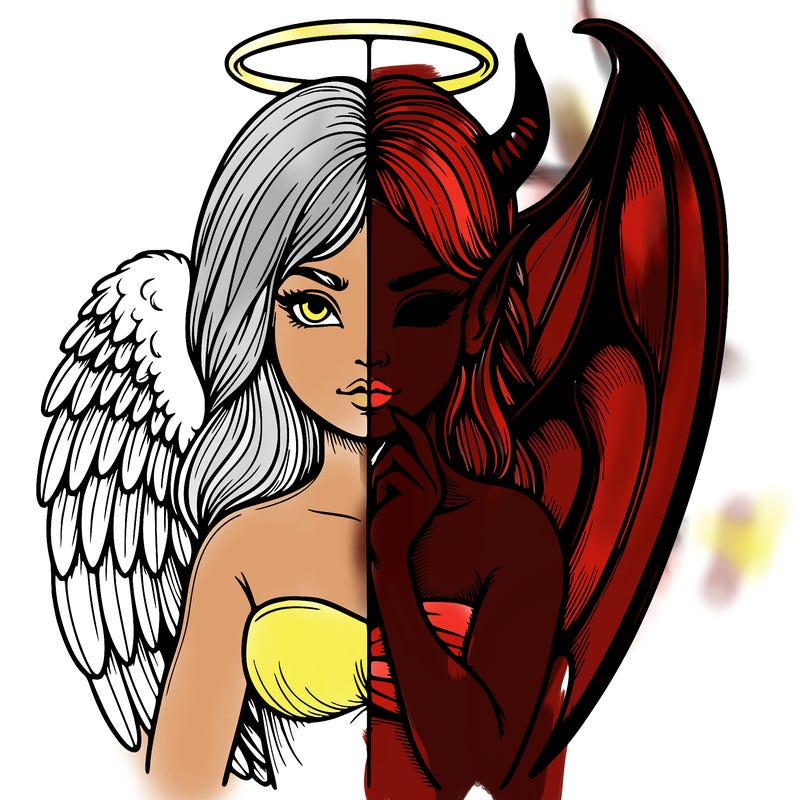 realistic angel half demon