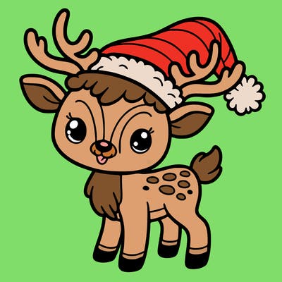 christmas reindeer with santa hat