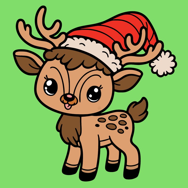 christmas reindeer with santa hat