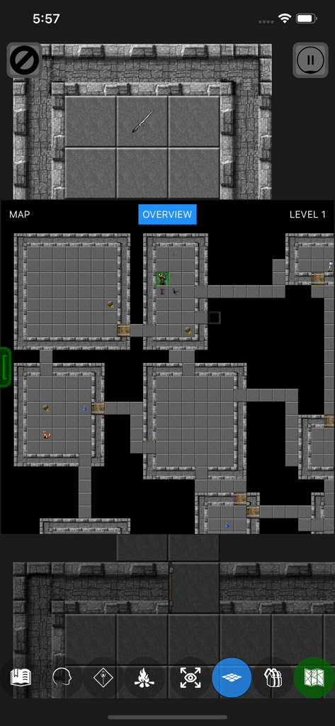 Pathos: Nethack Codex - Pathos Nethack Codexのグリッドベースのダンジョンレベルのトップダウン概要。部屋と通路が表示されている