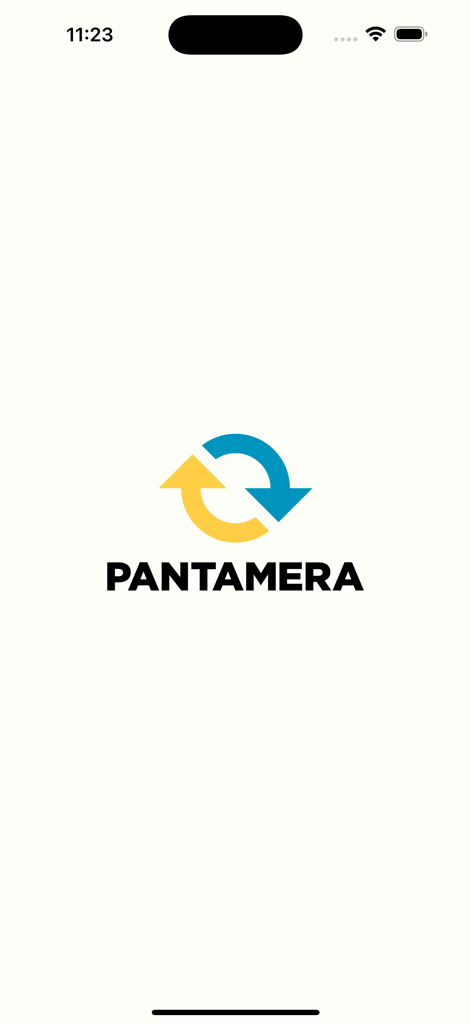 Pantamera - Pantamera app splash screen showing a yellow and blue recycling logo
