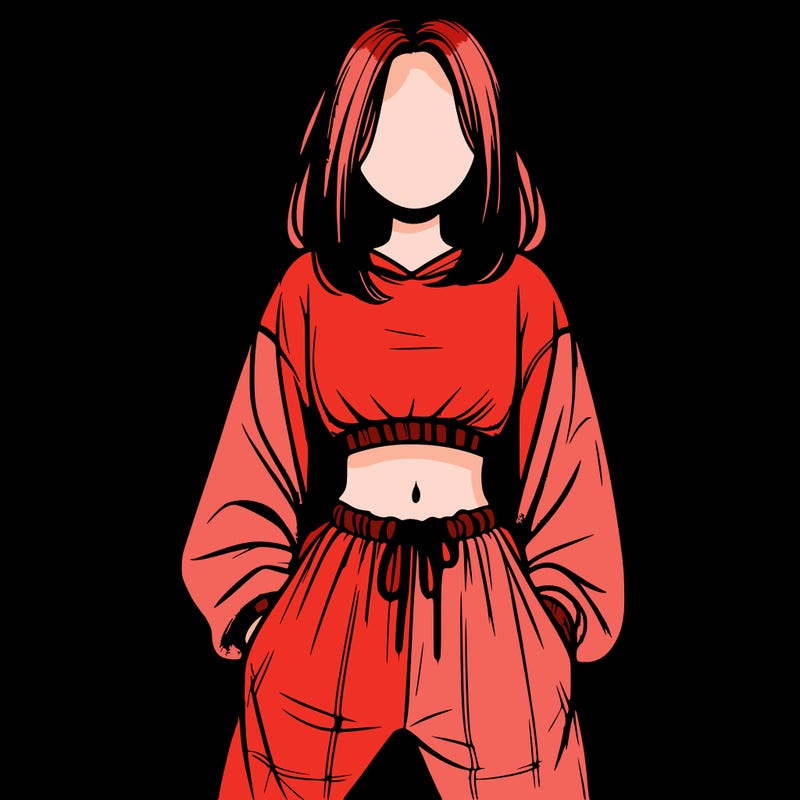 realistic girl faceless with baggy pants and a crop top