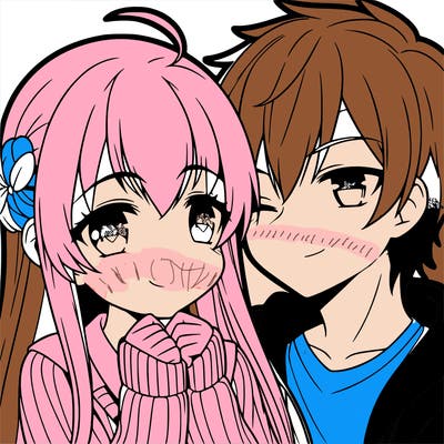 anime girl and boy in love