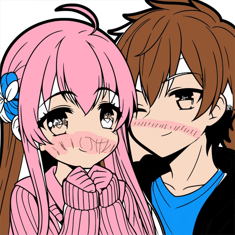 anime girl and boy in love