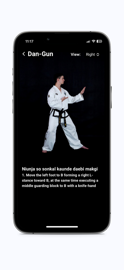 TUL TKD ITF - ITF Taekwondo Dan-Gun pattern middle guarding block technique demonstration