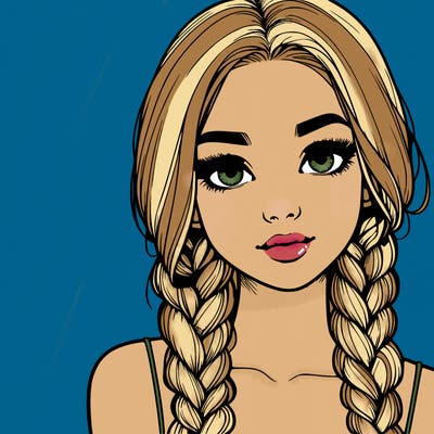 realistic girl with braids