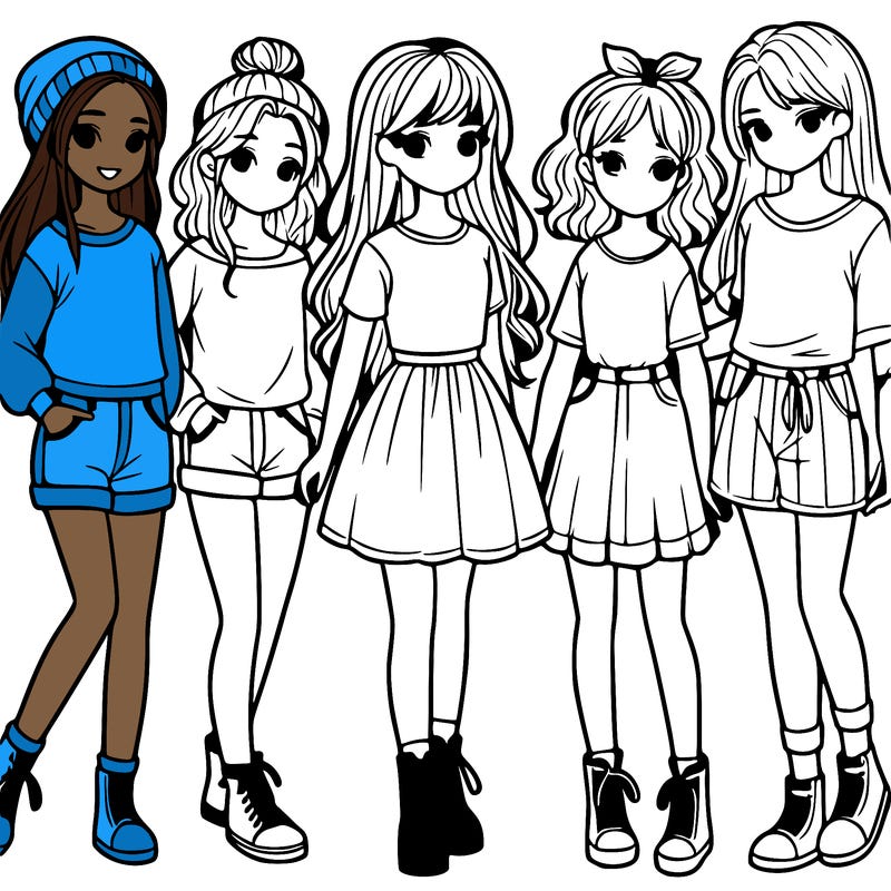 a group of five girls