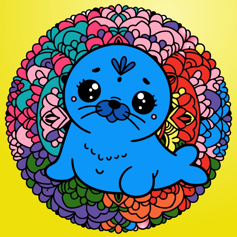 a cute baby seal mandala