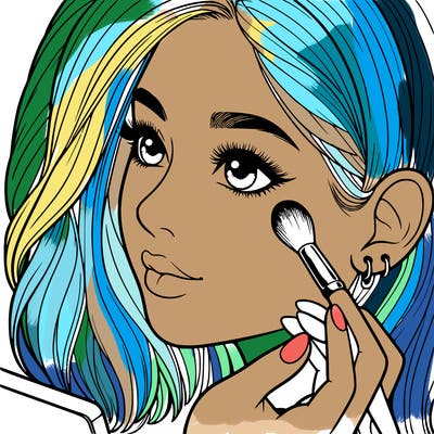 a realistic girl doing her makeup