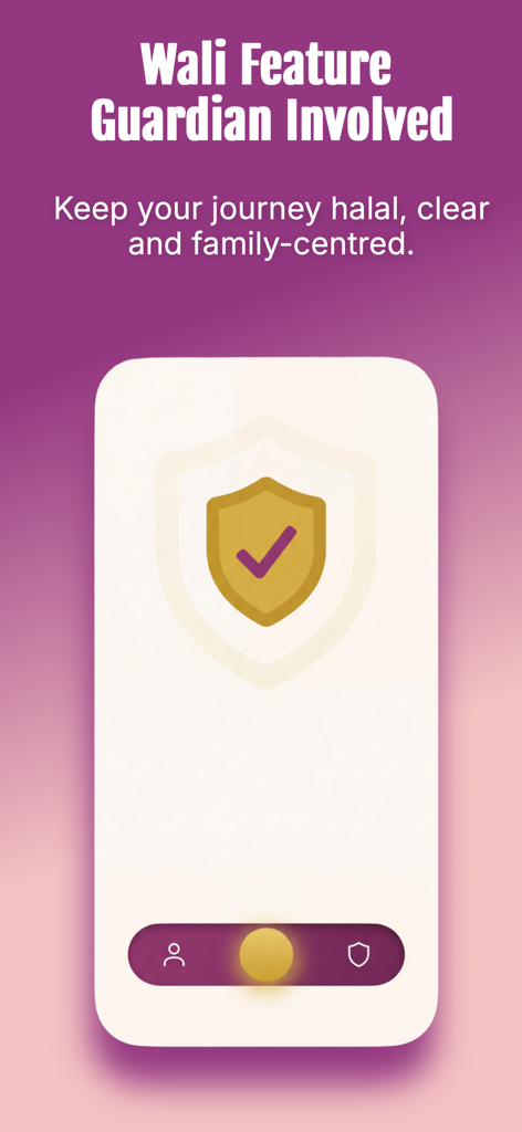 Sahan - Somali Marriage - Sahan app Wali feature screen highlighting guardian involvement for a halal and family centered marriage journey