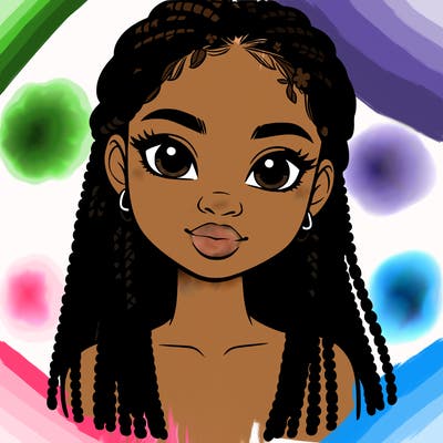 a realistic black girl with braids