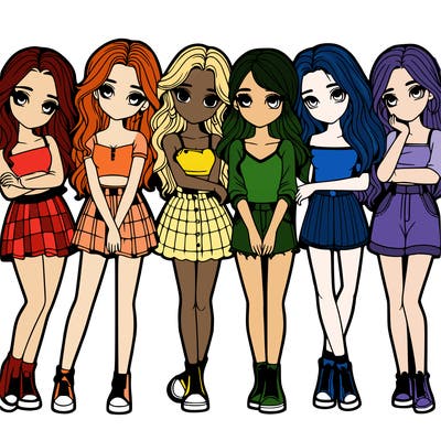 a group of girls realistic