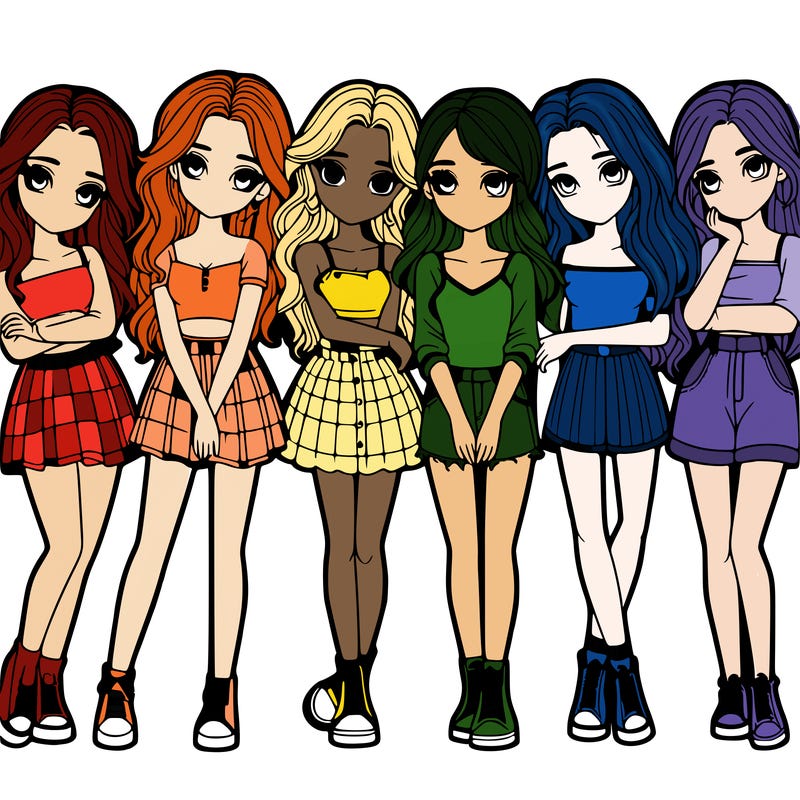 a group of girls realistic