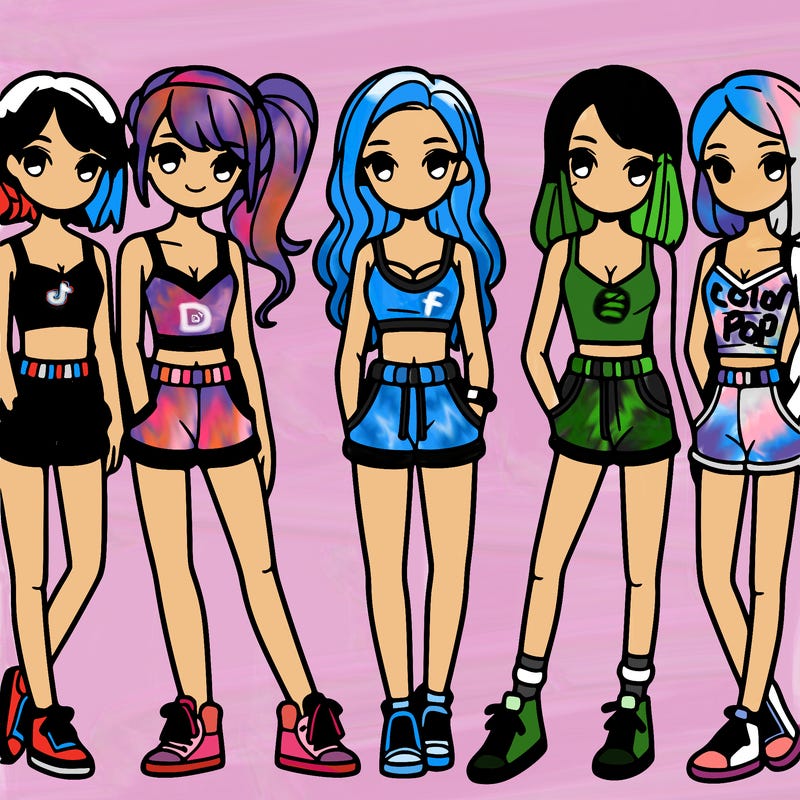 a group of girls that have tank tops and shorts