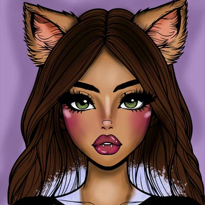realistic girl with fox ears and realistic lips