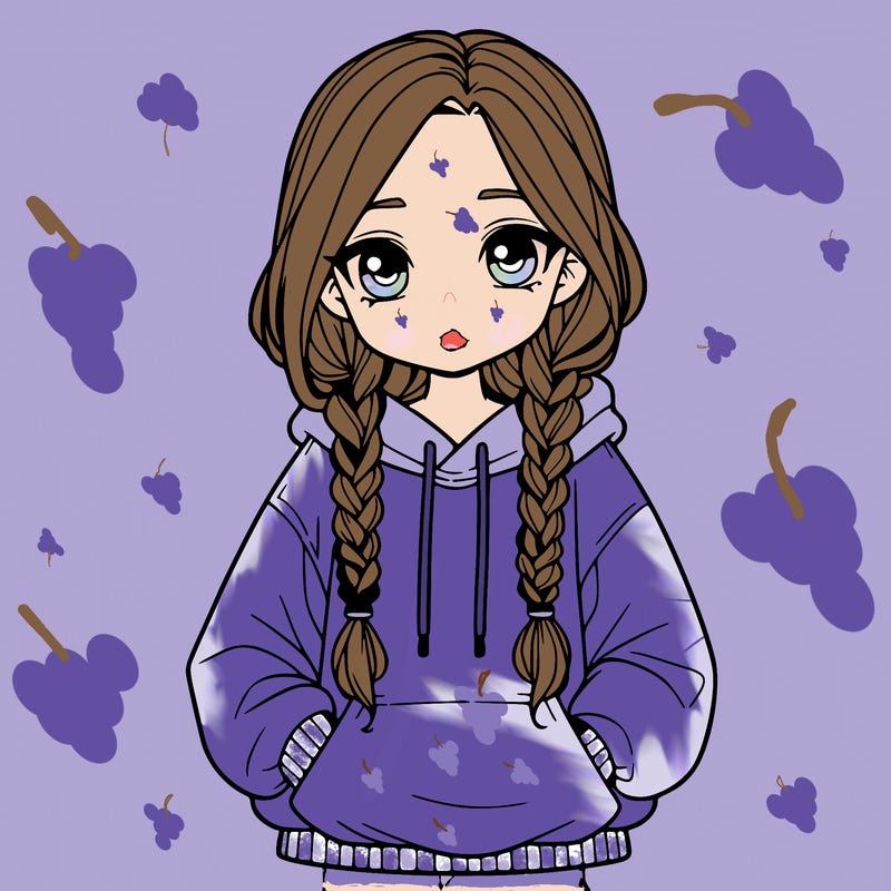 a realistic girl with a oversized hoodie and she has braids