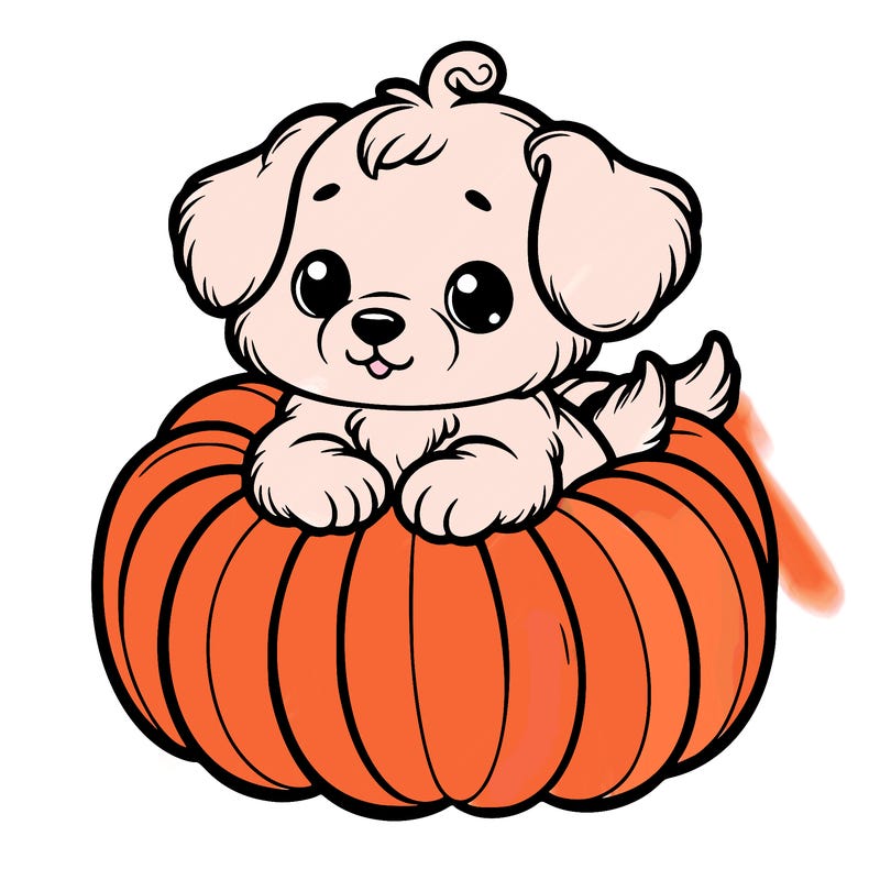 cute little puppy in a pumpkin
