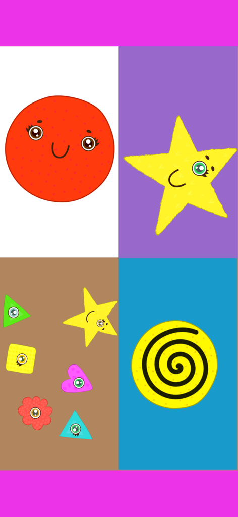 My funny RATTLE for baby! - Colorful educational game screens for babies featuring a smiley star red circle and interactive geometric shapes