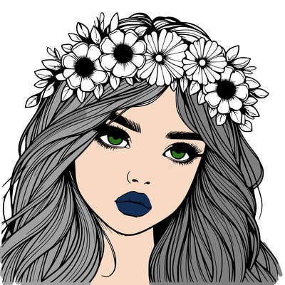 realistic girl with flowers crown