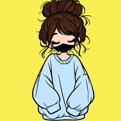 girl with baggy sweatshirt and messy bun