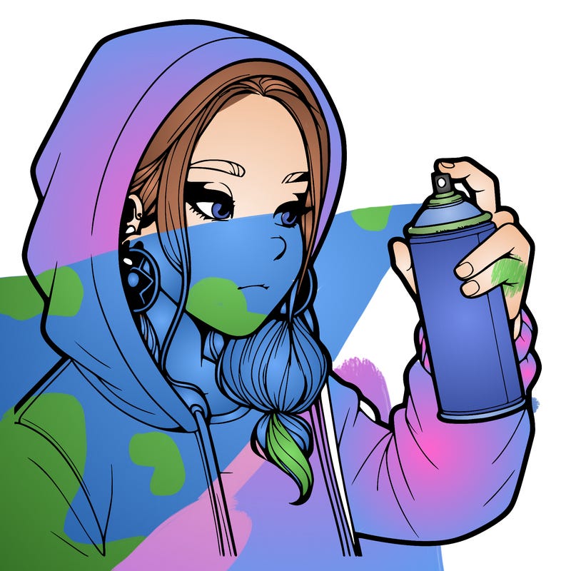 a realistic girl, spray painting