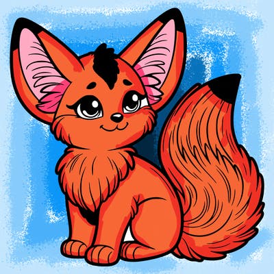 a fennec fox with a bushy tail furry