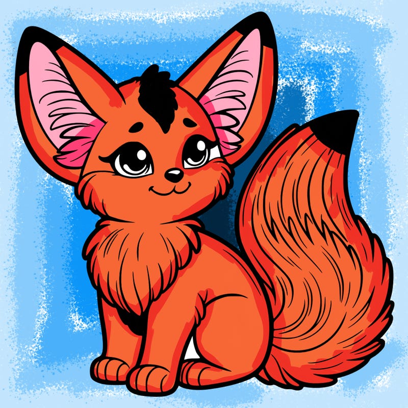 a fennec fox with a bushy tail furry