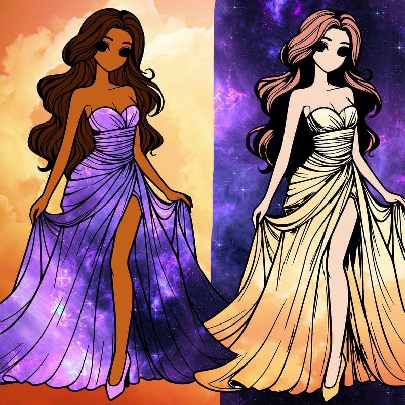 beautiful woman in long silky dress