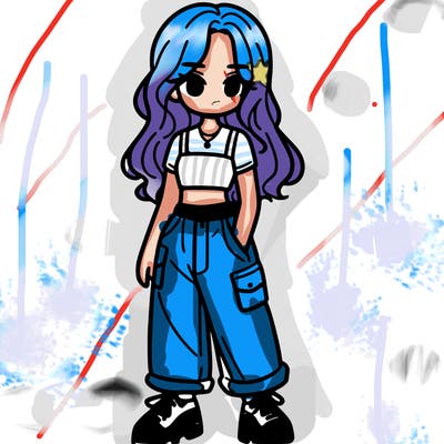 girl in crop top and baggy pants