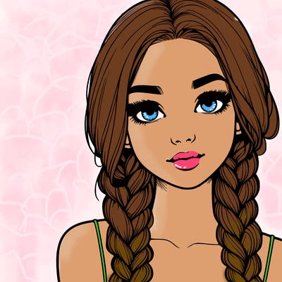 realistic girl with braids
