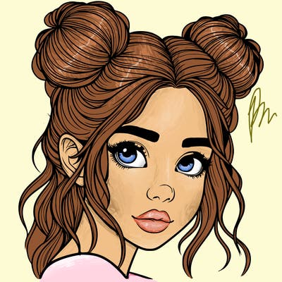 realistic girl with hair buns on her head