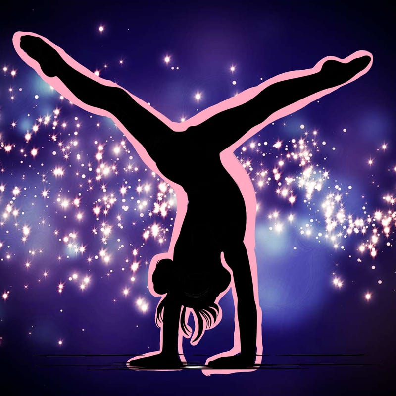 realistic gymnastic hand stand girl in four splits