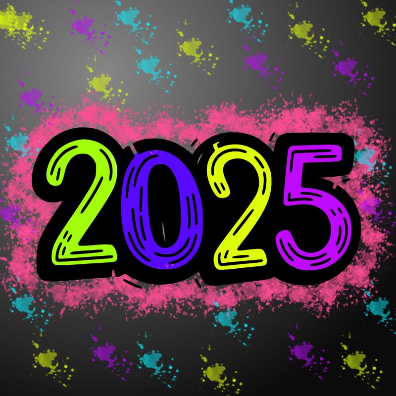 one line scrawled numbers sketch design “2025”