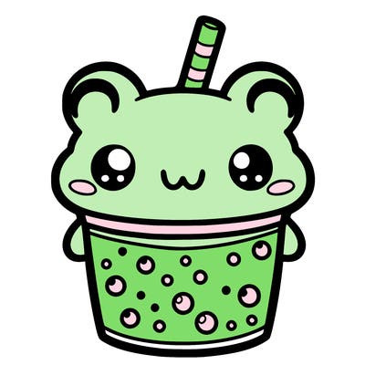 kawaii frog boba