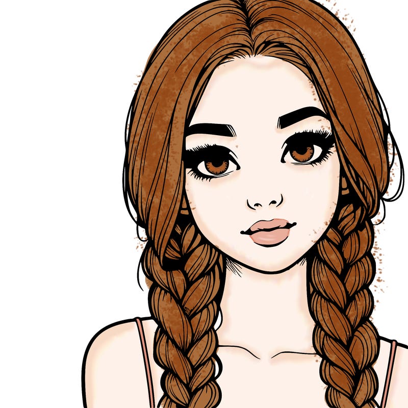 realistic girl with braids