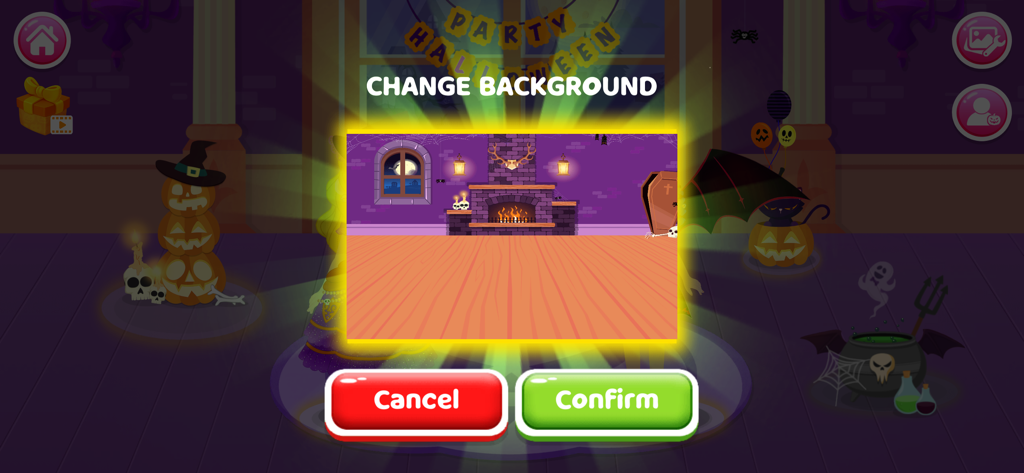 Lucy: Makeup and Dress up - Pantalla de selección de fondo de Halloween de Lucy Makeup and Dress up
