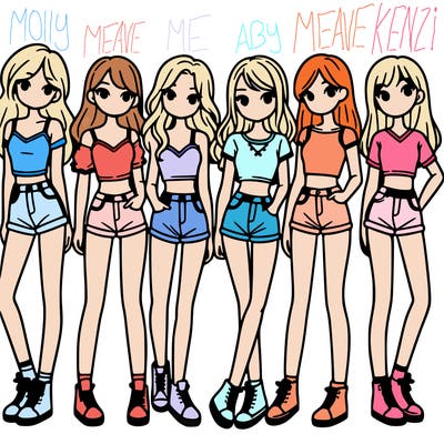 a group of girls wearing crop tops and shorts