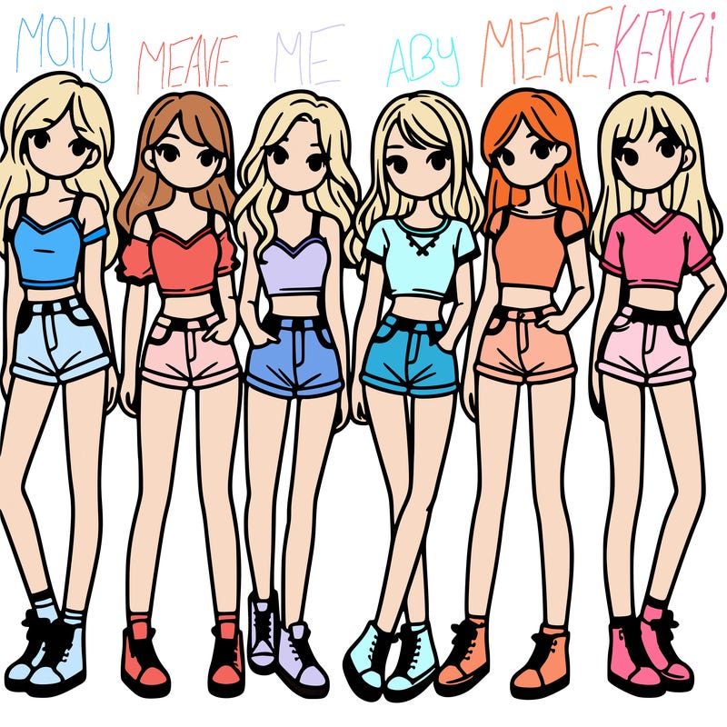 a group of girls wearing crop tops and shorts