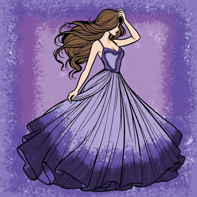 realistic woman with dress flowing in the wind