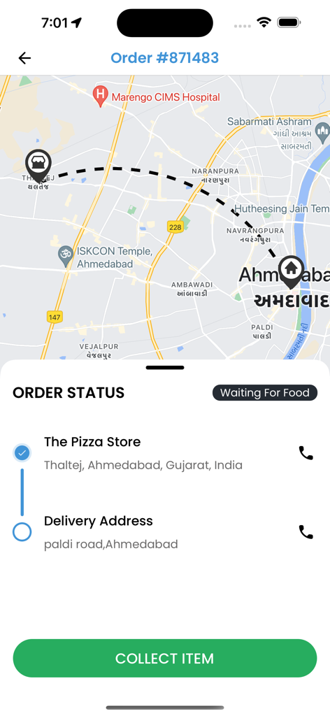 Bzaar Driver - Bzaar Driver app interface showing a delivery route map and order status information