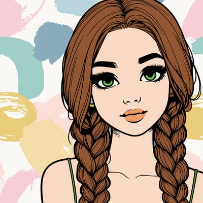 realistic girl with braids