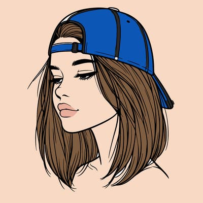 realistic  girl with a backwards hat