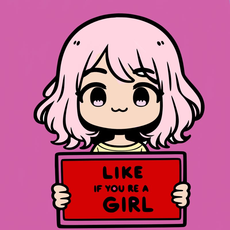 a cute girl holding a sign that says like if you’re a girl