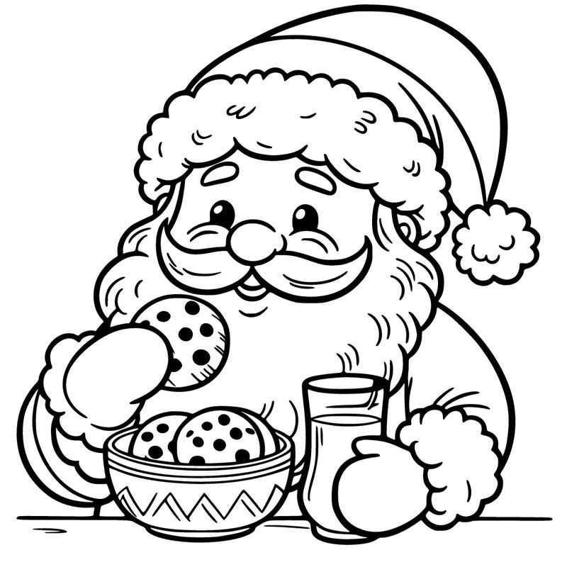 santa eating cookies and milk