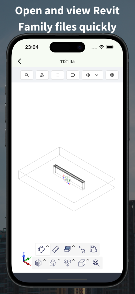 VinaCAD - View & Edit DWG - VinaCAD mobile app viewing a 3D Revit Family file