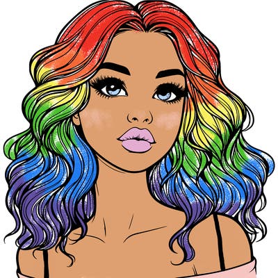 realistic girl with wavy hair and lips