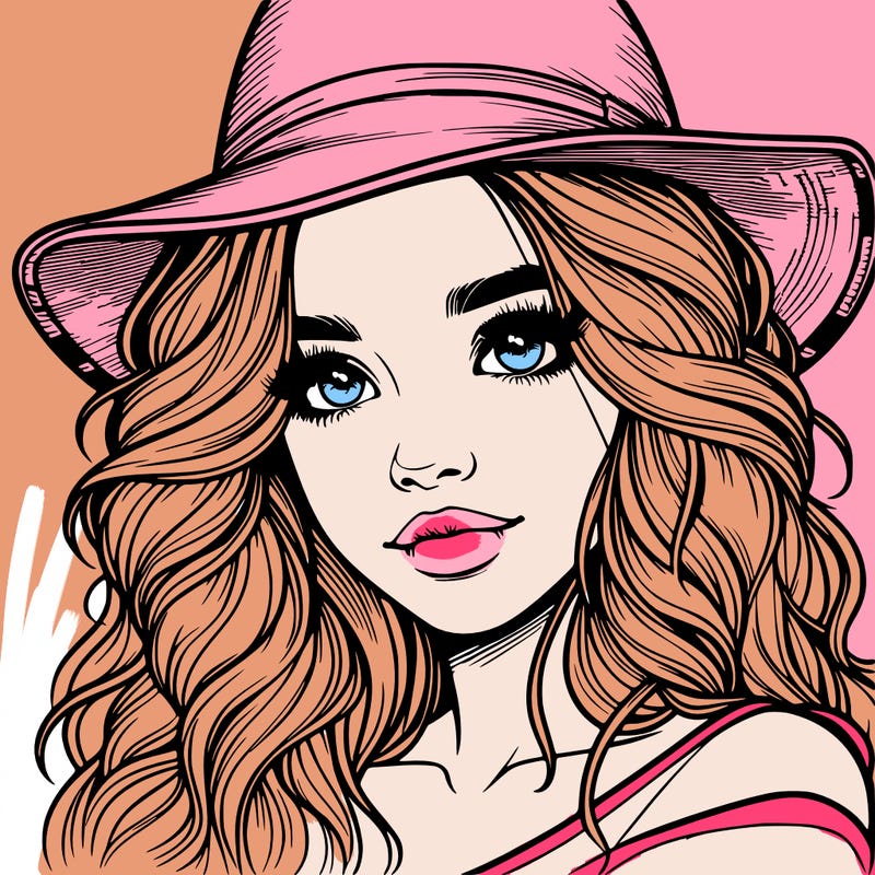 realistic girl with hat