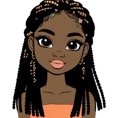 a realistic black girl with braids