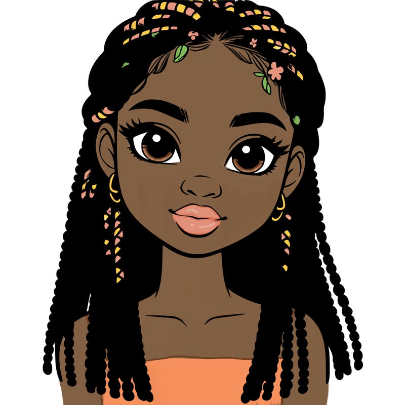 a realistic black girl with braids